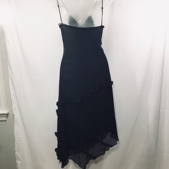 Betsey Johnson Black Asymmetrical Silk Tier Dress - Picture 5 of 10
